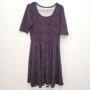 LuLaRoe Black Polka Dots Fit & Flare Nicole Dress Women's Size XL